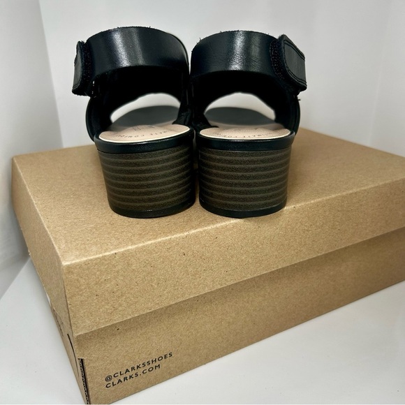 Clarks Women’s Elisa Lyndsey Black Leather Heel Sandal, Size 7.5, New Con - Picture 5 of 8
